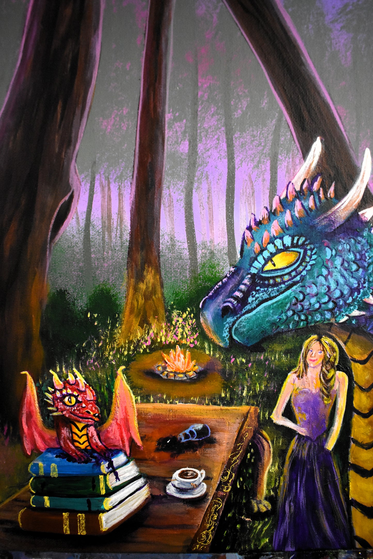 The Hatchling’s Library – Original Acrylic Painting (11x14)