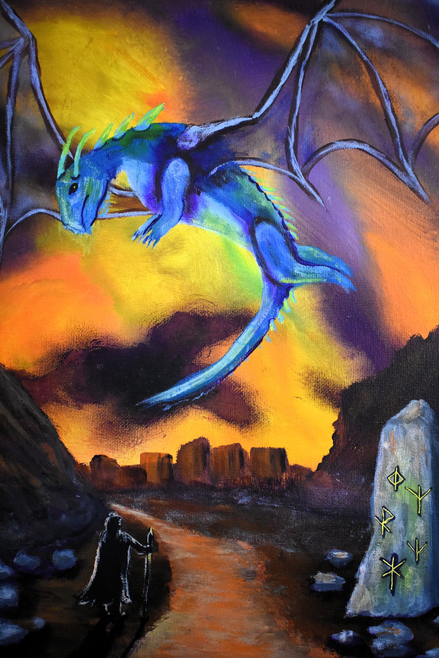 Flight Through the Forge – Original Acrylic Painting (11x14)